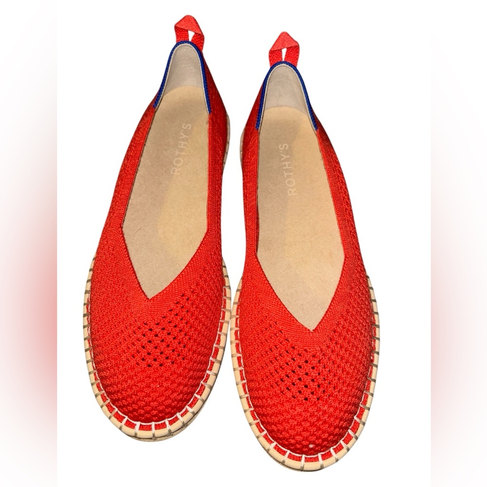 Rothy's The Espadrille Boardwalk Red Hot  Knit Flats Women's Size 8 Shoes - Picture 3 of 10
